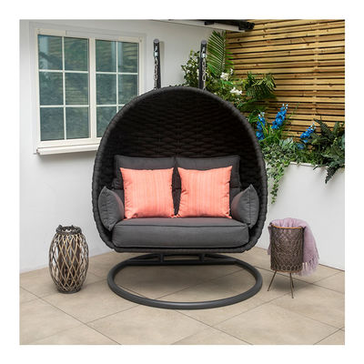 80 kg Lastkapazität PE Rattan Doppelsitz Schaukelstuhl für Luxus-Außenmöbel