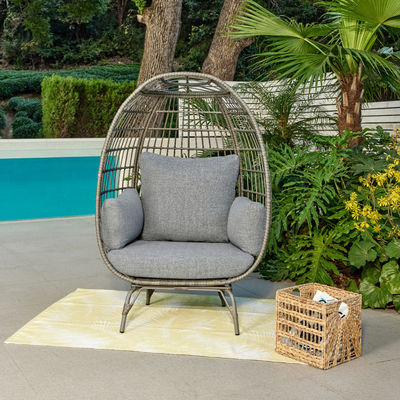 80 kg Lastkapazität PE Rattan Doppelsitz Schaukelstuhl für Luxus-Außenmöbel