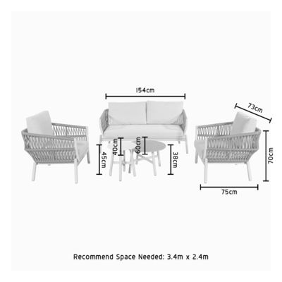Postverpackung Moderne Aluminiumrahmen Gartenmöbel Seilwebe Außensofa Set