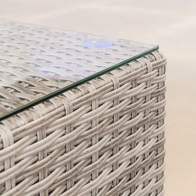 Große L-Form Gartensofa PE Wicker Außensofa 8 Stück Rattan Außenmöbel Set