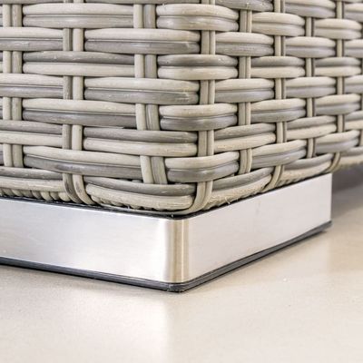 Große L-Form Gartensofa PE Wicker Außensofa 8 Stück Rattan Außenmöbel Set