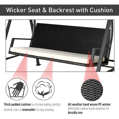 Postverpackung Y AJUNION Garten Veranda Schaukelstuhl Wicker Sitz Hängestuhl Patio Schaukel mit Baldachin