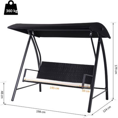 Postverpackung Y AJUNION Garten Veranda Schaukelstuhl Wicker Sitz Hängestuhl Patio Schaukel mit Baldachin