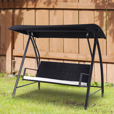 Postverpackung Y AJUNION Garten Veranda Schaukelstuhl Wicker Sitz Hängestuhl Patio Schaukel mit Baldachin