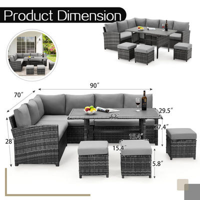 AJUNION 9 Stück Wicker Außenmöbel Rattan Sofa Set Komfortable PE Wicker Rattan