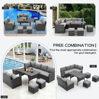 AJUNION 9 Stück Wicker Außenmöbel Rattan Sofa Set Komfortable PE Wicker Rattan
