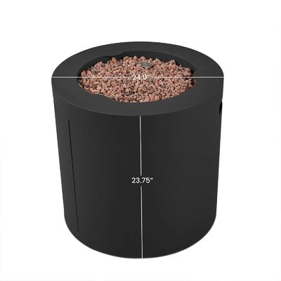 24&quot;L x 24&quot;W x 23.5&quot;H AJUNION Runde Stahl-Propanggasfeuerstelle für rauchlose Außenräume