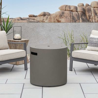 24&quot;L x 24&quot;W x 23.5&quot;H AJUNION Runde Stahl-Propanggasfeuerstelle für rauchlose Außenräume