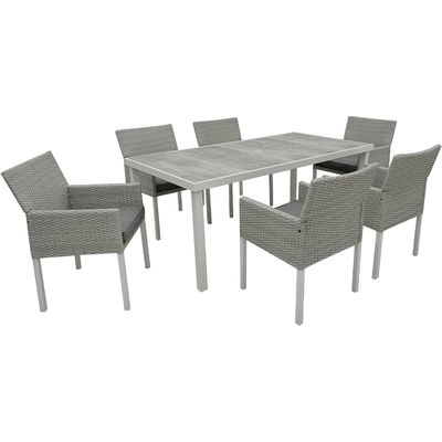 Postverpackung Y 7 Stück Gartenmöbel Tisch und Stühle Set mit PE Wicker Rattan