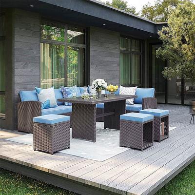 Außensofa Terrasse Garten Balkon Pool Strand Gewebter PE Wicker Rattan Lounge Modular Sofa Set