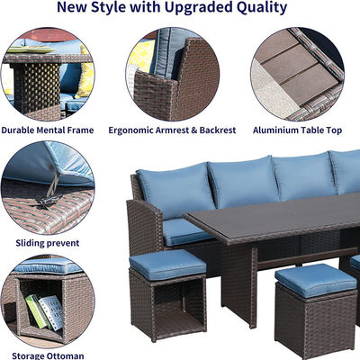 Außensofa Terrasse Garten Balkon Pool Strand Gewebter PE Wicker Rattan Lounge Modular Sofa Set