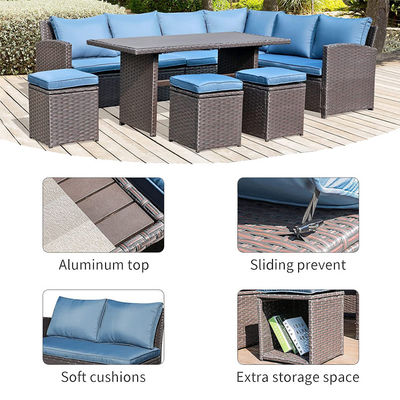 Außensofa Terrasse Garten Balkon Pool Strand Gewebter PE Wicker Rattan Lounge Modular Sofa Set