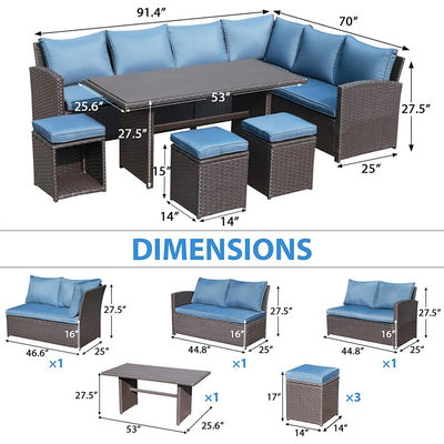 Außensofa Terrasse Garten Balkon Pool Strand Gewebter PE Wicker Rattan Lounge Modular Sofa Set