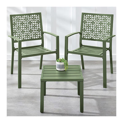 Außenmöbel AJUNION Moderne Stahl KD Rahmen Garten Set Stapelstuhl Bistro Set