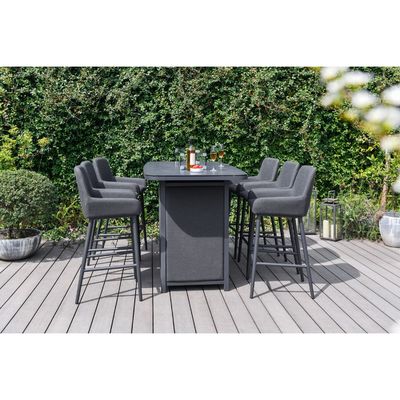 Outdoor Luxus Bar Set Möbel Aluminium Gartenmöbel Esszet mit Feuerstelle 87kg