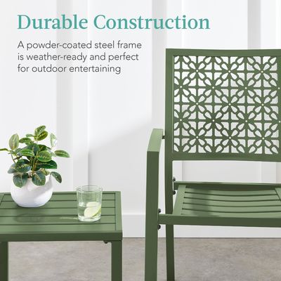Außenmöbel AJUNION Moderne Stahl KD Rahmen Garten Set Stapelstuhl Bistro Set
