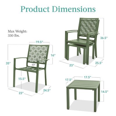 Außenmöbel AJUNION Moderne Stahl KD Rahmen Garten Set Stapelstuhl Bistro Set