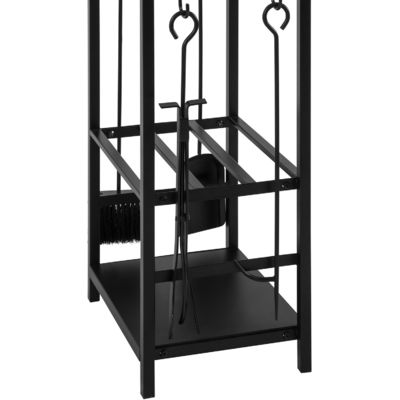 2 Stufen Brennholzregal W46 x D30 x H75cm Kaminhalter mit Kamin und 4 Werkzeugen