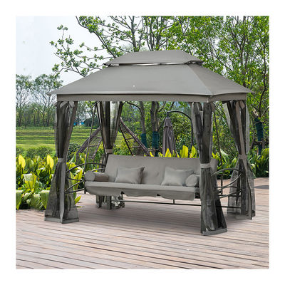 Metal AJUNION Outdoor Patio Daybed 3 in 1 Baldachin Gazebo Schaukelstuhl Garten Hängematte mit Maschen Moskitonetz