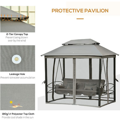 Metal AJUNION Outdoor Patio Daybed 3 in 1 Baldachin Gazebo Schaukelstuhl Garten Hängematte mit Maschen Moskitonetz