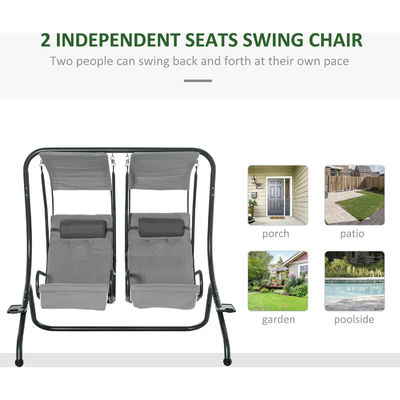 Vergnügungsmöglichkeiten auf der Terrasse AJUNION 2 Sitzplätze Outdoor Swing Hanging Chair mit Baldachin 37kg