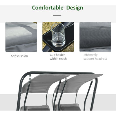 Vergnügungsmöglichkeiten auf der Terrasse AJUNION 2 Sitzplätze Outdoor Swing Hanging Chair mit Baldachin 37kg