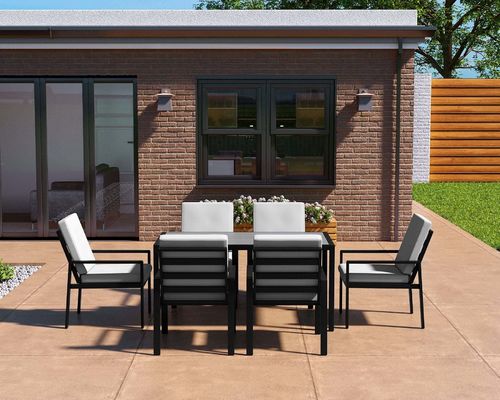 Esstisch L150xW90xH73cm mit HDPE-Tischplatte und Metallrahmen