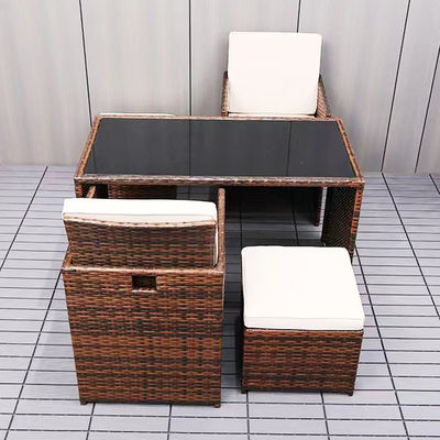 Platz sparen Garten Set Moderne Kunststoff Rattan Ecktisch und Stuhl für Innenhof Patio