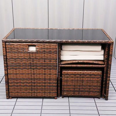 Platz sparen Garten Set Moderne Kunststoff Rattan Ecktisch und Stuhl für Innenhof Patio