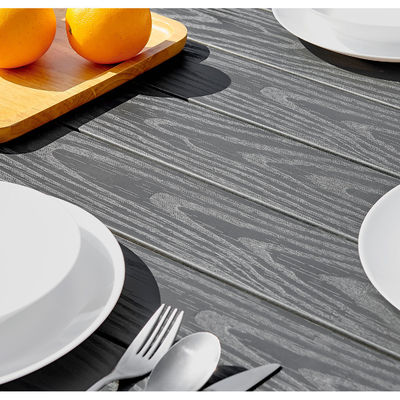 Aluminium Outdoor 8-Sitzes Esszimmer Set Teakholz Schiefer Tisch Tisch Tisch Garten Set