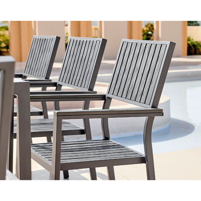 Aluminium Outdoor 8-Sitzes Esszimmer Set Teakholz Schiefer Tisch Tisch Tisch Garten Set