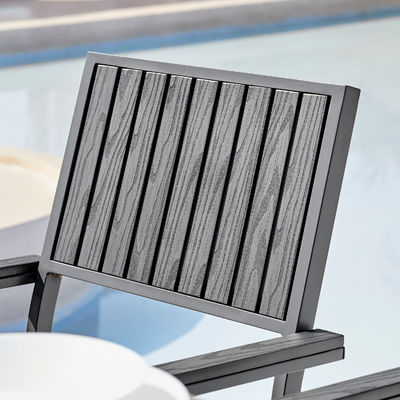 Aluminium Outdoor 8-Sitzes Esszimmer Set Teakholz Schiefer Tisch Tisch Tisch Garten Set
