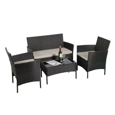 Outdoor Set Patio Garten Innenhof Vierteils-Plastik Rattan Wicker Sofas Stuhl Tisch