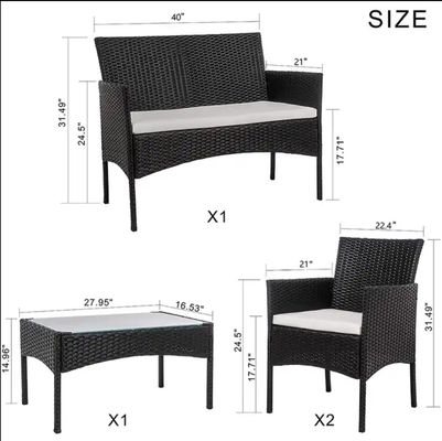 Outdoor Set Patio Garten Innenhof Vierteils-Plastik Rattan Wicker Sofas Stuhl Tisch