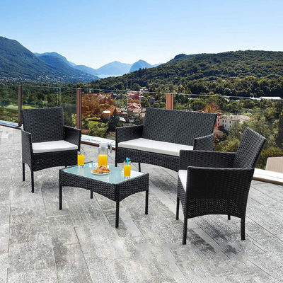 Outdoor Set Patio Garten Innenhof Vierteils-Plastik Rattan Wicker Sofas Stuhl Tisch