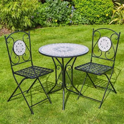 Park Klapptisch und Stuhl für Garten Hinterhof Antike Mosaik Bistro Set