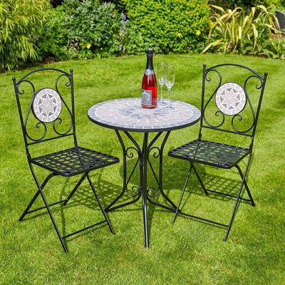 Park Klapptisch und Stuhl für Garten Hinterhof Antike Mosaik Bistro Set