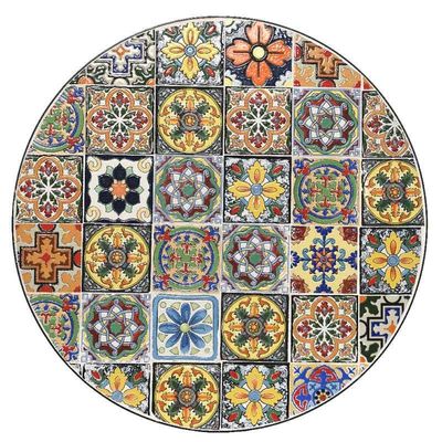 AJUNION 3 Stück Outdoor Bistro Metall Tischstuhl Set Antike Mosaik Keramik für den Garten