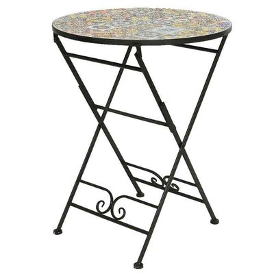AJUNION 3 Stück Outdoor Bistro Metall Tischstuhl Set Antike Mosaik Keramik für den Garten