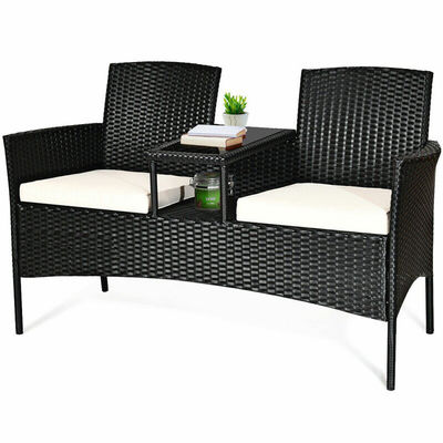 Outdoor Garten Cafe Camping Patio Innenhof Stuhl Party PE Rattan Wicker Loveseat Set