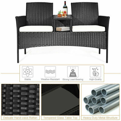Outdoor Garten Cafe Camping Patio Innenhof Stuhl Party PE Rattan Wicker Loveseat Set