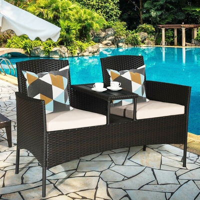 Outdoor Garten Cafe Camping Patio Innenhof Stuhl Party PE Rattan Wicker Loveseat Set