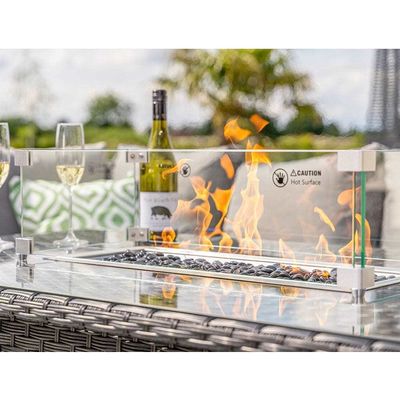 Modulare Möbel Wicker Rattan Outdoor Set mit Feuerstelle Tisch AJUNION Garten Design