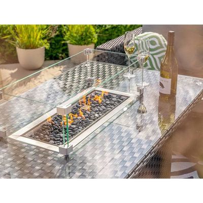 Modulare Möbel Wicker Rattan Outdoor Set mit Feuerstelle Tisch AJUNION Garten Design