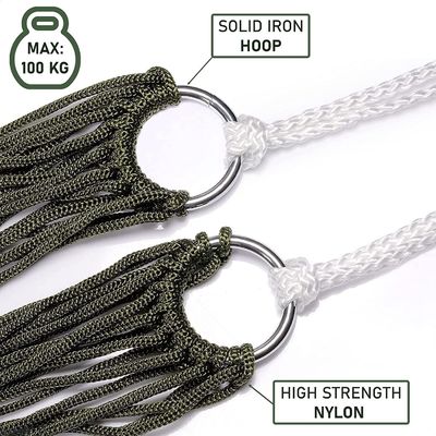 Outdoor Indoor Garten Camping Bauernhaus Stil Portable Klappbare Nylon Seil Net Mesh Einzelne Hängematte Design