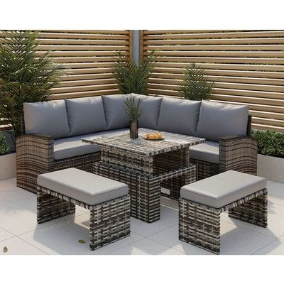 Verbessern Sie Ihre Terrasse mit AJUNION Gartenmöbeln Rattansofa und verstellbarem Tisch