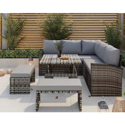 Verbessern Sie Ihre Terrasse mit AJUNION Gartenmöbeln Rattansofa und verstellbarem Tisch