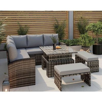 Verbessern Sie Ihre Terrasse mit AJUNION Gartenmöbeln Rattansofa und verstellbarem Tisch