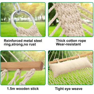Gemütliches tragbares Klappnetz mit Baumwollseil Hängebett für Outdoor Indoor Garden Camping