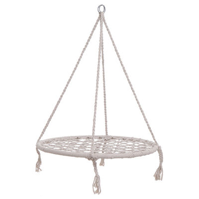 Outdoor Indoor Garden Camping Metall Schaukelstuhl mit Baumwollseil und Klappdesign